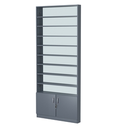 Стеллаж из ДСП с 8-ю полками 100x900 мм серии LEVEL-8 №8-2 (З/C - ЗЕРКАЛО), Темно-Серый