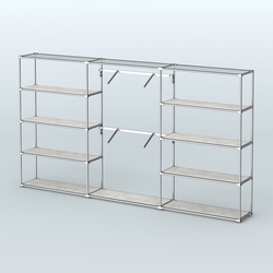 Торговая система ХРОМ без ДСП 3600 мм с полками ДСП и поручнями №6, Метрополитан Грей