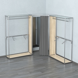 Примерочная с зеркалом из системы ХРОМ с поручнями №3-1, Дуб сонома