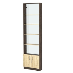 Стеллаж из ДСП с 4-мя полками 150x600 мм серии LEVEL-4 №2-1 (З/C - СТЕКЛО), Дуб Венге + Дуб Сонома