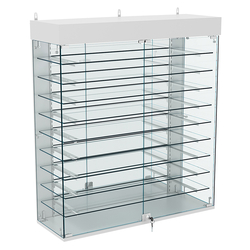 Витрина настенная НЕО №4А-4 с девятью полками и зеркалом, Серый