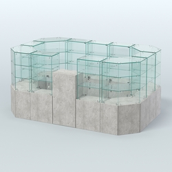 Стеклянный островок-павильон серии КОЛЬЦО прямоугольный №6, Метрополитан Грей
