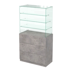 Выставочный прилавок с выдвижными ящиками Селена-3, Бетон Чикаго светло-серый F186 ST9