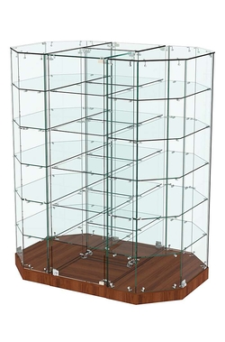 Стеклянная островная низкая с прозрачным верхом витрина Хит Продаж №855-О-450, Орех