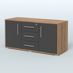 Тумба стационарная для оргтехники, цвет темный дуб, Орех + Черный