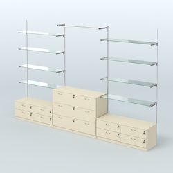 Система Neo Fix с прозрачными полками №6 и тумбами T-12 и Т13, Крем Вайс