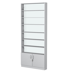 Стеллаж из ДСП с 6-ю полками 150x900 мм серии LEVEL-6 №9-1 (З/C - СТЕКЛО), Серый