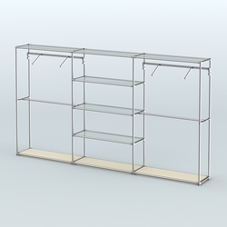 Торговая система ХРОМ без ДСП 3600 мм с прозрачными полками и поручнями №10, Крем Вайс