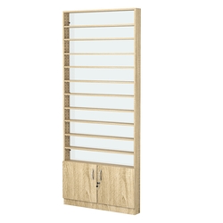 Стеллаж из ДСП с 10-ю полками 100x900 мм серии LEVEL-10 №8-1 (З/C - СТЕКЛО), Дуб Сонома