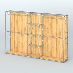 Торговая система ХРОМ (задняя стенка - ДСП) 3030 мм с прозрачными полками и поручнями №4, Дуб Золотистый