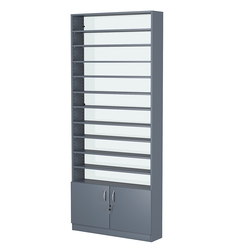 Стеллаж из ДСП с 10-ю полками 200x900 мм серии LEVEL-10 №10-1 (З/C - СТЕКЛО), Темно-Серый