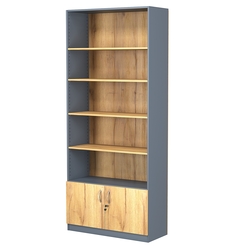 Стеллаж из ДСП с 4-мя полками 350x900 мм серии LEVEL-4 №13 (З/C - ДВП), Темно-серый и Дуб Золотистый