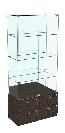 Витрина ХРУСТАЛЬ №7 прямоугольная (задняя стенка - зеркало), Дуб Венге