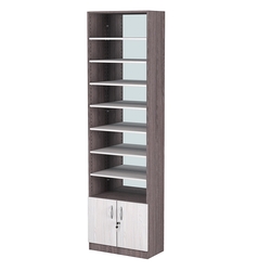 Стеллаж из ДСП с 7-ю полками 300x600 мм серии LEVEL-7 №5-1 (З/C - ЗЕРКАЛО), Ясень Анкор темный + Ясень Анкор светлый