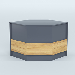 Стол-ресепшен серии ПРАЙМ №3Б угловой, Темно-серый и Дуб Золотистый