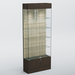 Витрина СЕТЬ №4-П с экономпанелью и полками, Дуб Венге и Дуб Сонома