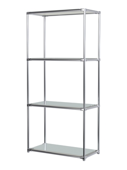 Хромированный стеллаж СТИЛЬ №1а-4 высокий зеркальный, Белый