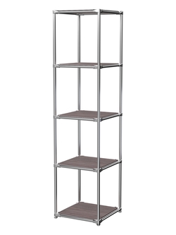 Торговый хромированный стеллаж с полками ДСП №1, Ясень Анкор темный - U31105