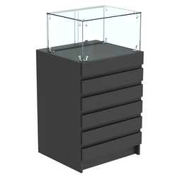 Торговый прилавок с прозрачной витриной и фасадным декором №5Э-14, Черный