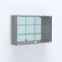 Витрина настенная №203-2А широкая с зеркалом, Бетон Чикаго светло-серый F186 ST9