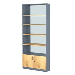 Стеллаж из ДСП с 4-мя полками 250x900 мм серии LEVEL-4 №11-2 (З/C - ЗЕРКАЛО), Темно-серый и Дуб Золотистый