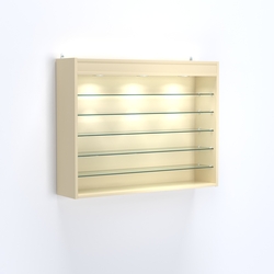 Витрина настенная №203-7Г открытая с пятью полками и фризом, Крем Вайс