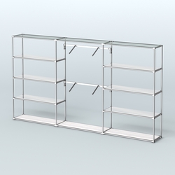 Торговая система ХРОМ без ДСП 3600 мм с зеркальными полками и поручнями №6, Ясень Анкор светлый