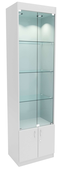 Стеклянная витрина №1-1-600 с каркасом из ДСП (задняя стенка ДВП), Серый