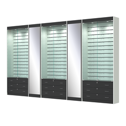 Комплект витрин под очки №10+1+10+1+10 (закрытый доступ), Черный и Белый