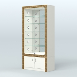 Витрина центральная с декором №ВБА-503С, Белый