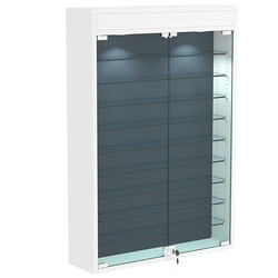 Настенная витрина с бархатом серии БАРОН №2-3А (девять полок), Белый + + 11 Blue