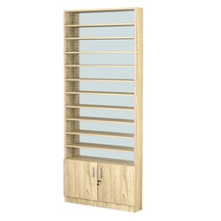 Стеллаж из ДСП с 10-ю полками 150x900 мм серии LEVEL-10 №9-2 (З/C - ЗЕРКАЛО), Дуб Сонома