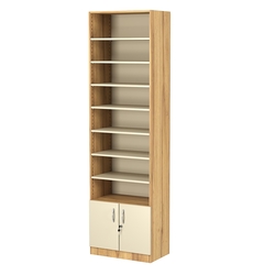 Стеллаж из ДСП с 7-ю полками 350x600 мм серии LEVEL-7 №6 (З/C - ДВП), Дуб Золотистый и Крем Вайс