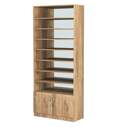 Стеллаж из ДСП с 8-ю полками 400x900 мм серии LEVEL-8 №14-2 (З/C - ЗЕРКАЛО), Дуб Канзас коричневый