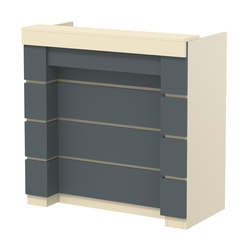 Торговый кассовый прилавок выкатной с утопленным фасадом №УФК-1-1, Крем Вайс и Темно Серый U2236-U2601