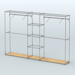 Торговая система ХРОМ без ДСП 3030 мм с прозрачными полками и поручнями №12, Дуб Золотистый