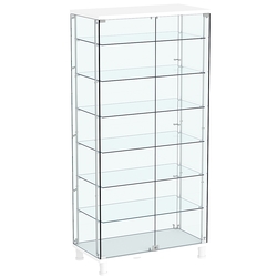 Витрина РОНДО с регулировочными полками №4-5-РЕГ на ножках (задняя стенка стекло), Белый