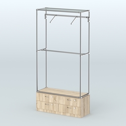 Торговая система ХРОМ без ДСП 1200 мм №4-2 с тумбой Т-14 и поручнями, Дуб Сонома