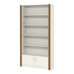 Торговый декорированный стеллаж с накопителем №СБА-1-1ВД-300, Белый