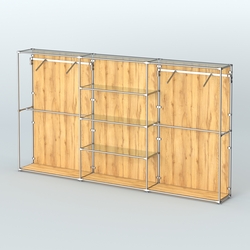 Торговая система ХРОМ (задняя стенка - ДСП) 3600 мм с прозрачными полками и поручнями №10, Дуб Золотистый