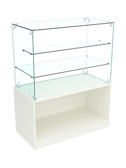 Прилавок Истра с двумя стеклянными полками №7 (открытый), Белый