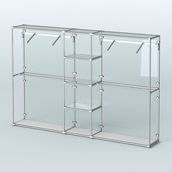 Торговая система ХРОМ (задняя стенка - стекло) 3600 мм с зеркальными полками и поручнями №12, Серый