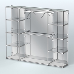 Торговая система ХРОМ (задняя стенка - зеркало) 3600 мм с зеркальными полками и поручнями №11, Серый