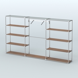 Торговая система ХРОМ без ДСП 3600 мм с полками ДСП и поручнями №9, Орех