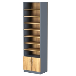 Стеллаж из ДСП с 7-ю полками 400x600 мм серии LEVEL-7 №7 (З/C - ДВП), Темно-серый и Дуб Золотистый