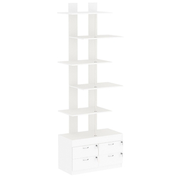 Стеллаж серии КУБ №5 с четырьмя полками и узкими ящиками, Белый