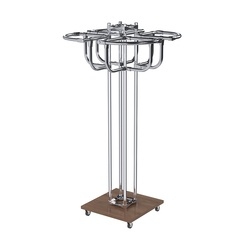 Торговое хромированное вешало с усиленными поручнями СЕКТОР №4, Орех