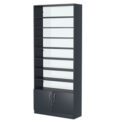 Стеллаж из ДСП с 7-ю полками 300x900 мм серии LEVEL-7 №12-1 (З/C - СТЕКЛО), Антрацит