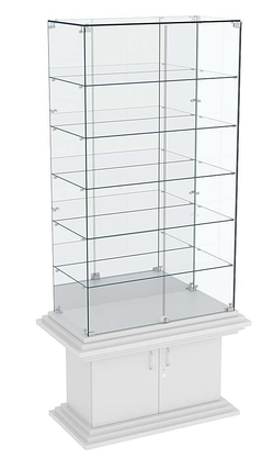 Витрина широкая с зеркалом и 5-ю полкамиКОЛОСС №507, Серый