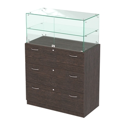 Прилавок с распашными дверками в стеклянной части Селена-101, Дуб Венге